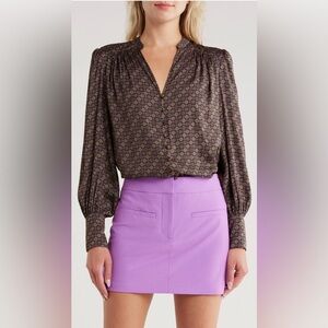 Veronica Beard Esmeralda Long Sleeve Silk Blend
Button-Up Shirt